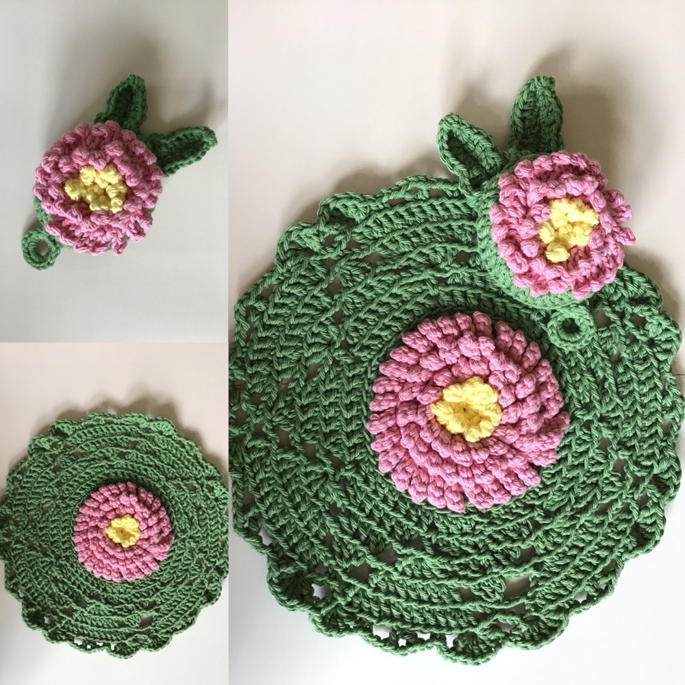 Dishcloth & Dish Scrub - Fancy Crochet Flower